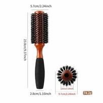 Wooden Handle Round Hair Brush Anti Slip Grip Styling Hair Brush Boar Bristle Brush  Salon Use 02 gray