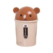 Trash Can with Lid, Odor Control, Cute Cartoon Waste Basket, Bathroom, Bedroom Lotus Pink Beige Brown brown