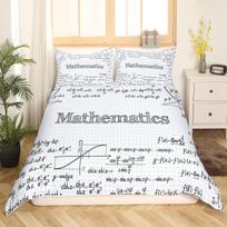 Math Equation Bedding Set Double Size Mathematics Formula Duvet Cover 3pcs Science Theme Axis Art Style Soft Quilt Cover 150*200cm/59x79in Single/Twin 3pcs