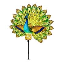 Šviečiantis uodegos povas Sodo skulptūra Saulės energija varoma Lauko povas Statula Kiemo Kraštovaizdis Peacock Lamp