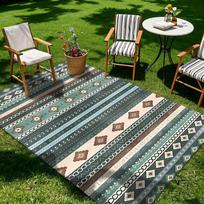 Boho Geometric Outdoor Area Rug Waterproof Non Slip Mat Patio Deck Balcony Farmhouse Home Decor 140x200cm 55x80inch