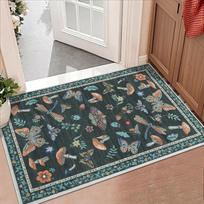 Mushroom Small Rug Washable Door Mat Indoor Rugs for Entryway Non-Slip Soft Ultra-Thin Stain Resistant Foldable Kitchen Bedroom 40x120CM