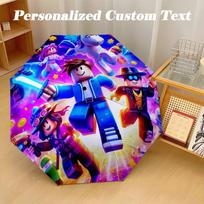 8‑Rib Automatic Umbrella, Roblox Design Foldable Umbrella for Sun Rain Protection Travel Three-fold umbrella