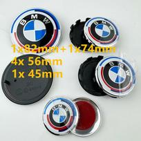 7Pcs Emblem Set Car Hood Trunk Wheel Steering Badge For BMW E46 E90 F10 F30 G20 X5 82mm 74mm 68mm 56mm 45mm 50th Anniversary