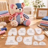 1set Includes Instructions Memory Bear Template 15 Inch Sewing Quilting Template  For Home Craft M-12in