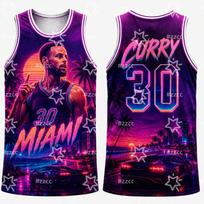 2026 Stephen Curry Nr.30 Krepšinio marškinėliai Retro Miami Coastal Crime Grafinis T-shirt Vasaros Sportiniai Vyriška liemenė Vaikų drabužiai XL white