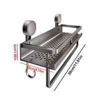 Suction Cup Bathroom Rack Shower Shelf Toilet  Aluminum Wall Hanging Shampoo Rack Bathroom Organizer No Drill Wall Shelf gray