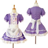 Lolita juodai balta tarnaitės suknelė, miela moteriška Kawaii suknelė, vaidmenų žaidimo kostiumas, Helovino vakarėlis Cosplay drabužiai trumpomis rankovėmis XXXL violetinė