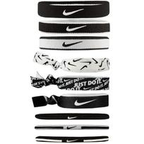 Guminės juostos plaukams Nike mišrus arklio uodega laikikliai 9 vnt juodai balta N0003537036OS