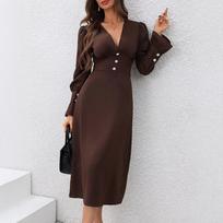 2025V Lyderio marškininė suknelė Elegantiška vasarinė laisvalaikio ilga suknelė Slim XL black