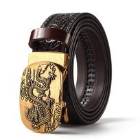 Vyriškas Retro Driežo Galvos Tikros Odos Diržas Su Išgraviruotu Reljefiniu Dizainu 130 cm black