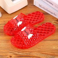 Women's Transparent Crystal Jelly Non-Slip Odor-Resistant Summer Slippers for Indoor Use 40 (Size Runs Small) red
