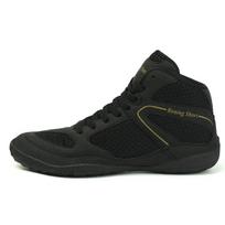 Professional Boxing Shoes Men's Weightlifting High Top Gym Fighting Training Adult Breathable Wrestling Shoes Boots Sanda Shoes 44 juoda