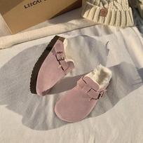 Stipriu padu Birkenstock moterims su pliušu ir pūkuotu išoriniu apdirbimu Baotou Boken padidina aukštį per pusę 38 rožinė