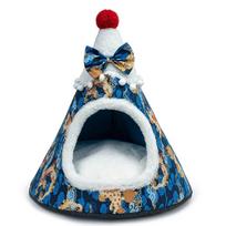 Christmas Tree Cat Cave Bed Warming Calming Tent House for Small Dogs Non-Slip black