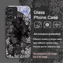 Retro spalvingas gėlių rašto grūdinto stiklo telefono dėklas, skirtas Motorola Moto Edge 50 Fusion 40 Neo 30 Pro G85 G84 G55, gėlių dangtelis Motorola Edge 30 Pro black