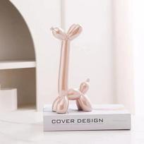 Creative Long Neck Balloon Dog Abstract Ceramic Ornaments Sculpture Study Room Statue Home Office Accessories Decoration Gift beige