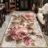 Modern 3D Floral Carpet Soft Flannel Rugs for Living Room Bedroom Bedside Home Sofa Floor Mat Fashion Decoration 60*90cm brown