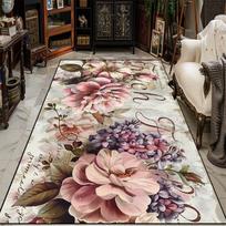Modern 3D Floral Carpet Soft Flannel Rugs for Living Room Bedroom Bedside Home Sofa Floor Mat Fashion Decoration 80*160cm gray