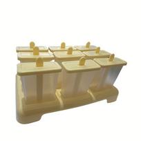 9-Cavity Ice Cream, Reusable Popsicle Maker for Homemade Frozen Treats, Easy beige