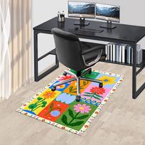 1pc Floral Quilt Area Rug Soft Flannel Floor Mat for Living Room, Bedroom and Carpet, Sofa Coffee Table Floor Mat, Decorative Rug q31 60cm by 90cm black