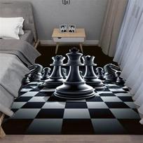 Chess Pattern Carpet Mat Rug King Queen Rook Bishop Knight Pawn Theme Game Living Room Area Rug Protection 40cm by 60cm gray