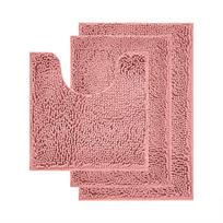 Chenille Bathroom Rug Set Three Pieces Absorbent Non Slip Bath Mat Soft Texture Durable Material Easy to Clean Suitable for Home Use One Size