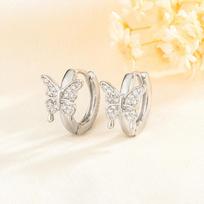 Rhinestone Butterfly Ear Cuffs Forest Fresh Girly Fashion Earrings For Women Trendy Jewelry beige