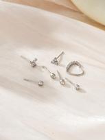 7PCS Simple Earring Set Cube Zirconia Hollow Heart Cute Butterfly Earnail for Women's Dating, Party, Date Jewelry white