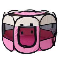 Octagonal Foldable Pet Tent: Dog Crate, Cat Bed, Birthing Room, Oxford Cloth. black
