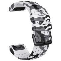 22/26mm Camo Silicone Straps QuickFit Band for Garmin Fenix 8 47/51mm E 7 7X Pro 6 6X Watchband for Approach S70 Descent G2 Mk3i QuickFit 22mm gray