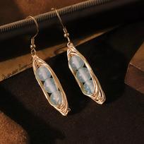 Natural freshwater pearl pod ear hook women's pendant earrings high-end hand-wound pearl niche design earrings brown