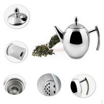2 Pack Stainless Steel Teapot Kitchen Tea Kettle Metal Pot with Infuser white