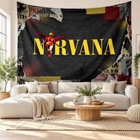 Nirvana Wall Tapestry, Soft Fabric Wall Hanging, Decorative Backdrop For Bedroom Home Wall Art 100cmx150cm