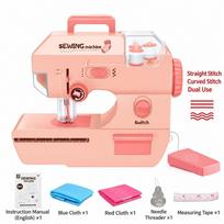 with Lights Kids Electric Sewing Machine Portable Children Sewing Machine Toy Sewing Machine  Kids style C Pink
