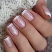 24Pieces Shimmers Press On Nail Trendy European Fashion Fake Nail ABS Material For Parties 1 gray