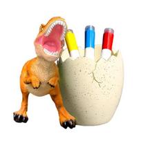 Dinozauras Rašiklių Laikiklis Dervos Stalo Papuošalas Mielas Dino Dantų Šepetuko Ir Dantų Pastos Laikiklis Kosmetikos Šepečiams Tvarkyklė Linksmas Dinozauro Dekoravimas C beige