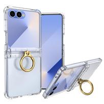 Samsung Z Flip7 FE Protective Case with Spring Hinge and Mid-Axis Ring Holder, Compatible with Flip6/5 Samsung Z Flip7 FE