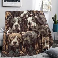 Pitbull and leaves,pattern Flannel Blanket, High quality Comfortable for All Seasons, Home Decor, Warmth and Comfort, Perfect for Gifts. 80cm x 120cm gray