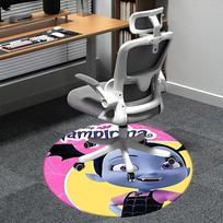 Vampirina Kėdės kilimėlis Apvalus kilimas-Biuro kilimas, Skalbiamas mašinoje, Neslystantis, Tinka svetainėms, Miegamiesiems 80cm gray