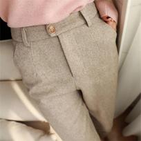 Autumn Women Herringbone Woolen Trousers High Waist Was Thin Harlan Feet Carrot Pants Casual Suit Pants XXXL gray