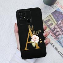 For Xiaomi Redmi 10C 10X 10A Sport Case Elegant A-Z Letter Liquid Silicone Phone Protective Cover For Redmi 10 C X A Sport Funda Redmi 10A black