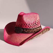 Melesh Western-Style Lake blue Straw Cowboy Hat withVersatile Usage Wide Brim and Diverse Belt Pairings for Outdoor BeachWear S56-58cm black