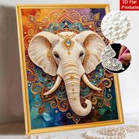 5D Pearl Painting Handmade DIY Majestic Elephant Home Office Desktop Decoration Painting 30x40 beige