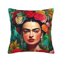 Printed Art Fridas-Kahlo Pillow Cover Mexican Painter Trendy Pillow Case For Office Car Home Decor Comfy Pillowcases Gift Idea Peach skin 18*18(CM)-1Pcs beige