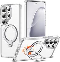 dėklas, skirtas Samsung S26 S25 S24 S23 ultra, 360 laipsnių besisukantis magnetinis pasukamas laikiklis, apsauginis dėklas, skaidrus, belaidžio įkrovimo palaikymas Galaxy S23 Ultra skaidri