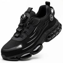 Rotating Button Safety Shoes Men Anti-Smash Anti-Puncture Work Shoe Fashion Men Safety Sport Sneakers Security Protective Boots 47 juoda