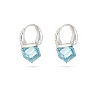 Geometric rhombus design blue crystal exquisite sugar cube ear buckle simple and versatile exquisite light luxury high-end earrings
