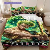 Vardinis Zoro One Piece Anime minkštas ir patogus užvalkalas ant antklodės, vaikiškos patalynės komplektas, dovanų, įvairių dydžių lxr1 160*200cm/63x79in Single/Twin 3pcs