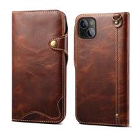 For IPhone 17 16 15 14 13 12 11 XSMAX 8Plus Luxury Vintage Cowhide Genuine Real Leather Case Flip Wallet Card Business Phone Bag For iPhone 17 Pro&Case & Strap ruda